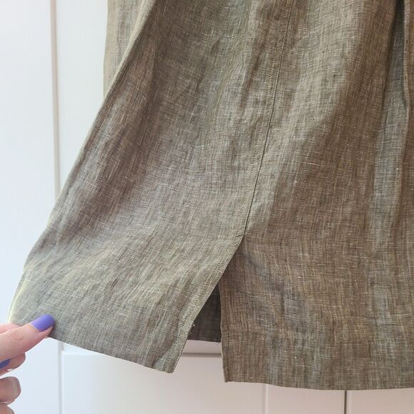 Foxcroft 100% Linen Green Mini Skirt Pockets LARGE Minimalist Capsule Wardrobe L - Picture 10 of 10